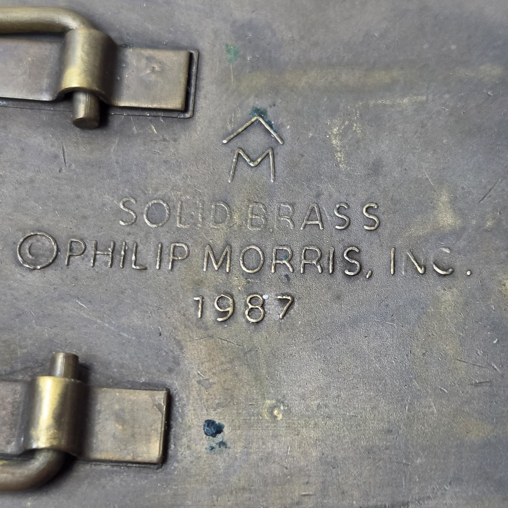 Vintage 1987 MARLBORO Belt Buckle Solid Brass PHILIP MORRIS Longhorn STEER Star - Picture 3 of 4